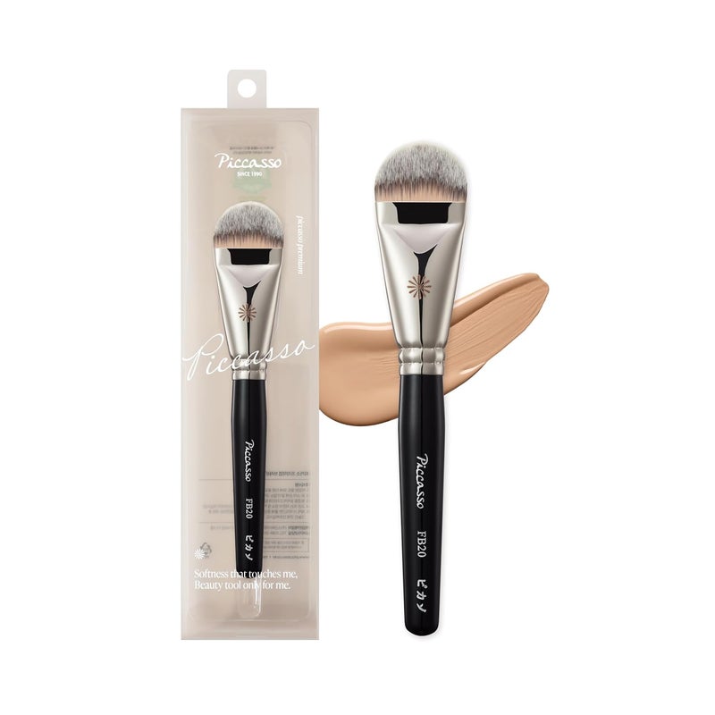 Piccasso FB20 Foundation Brush – Flat Makeup Brush for Liquid & Cream Foundation, Soft Synthetic Bristles for Seamless and High-Coverage Face Makeup, Professional Korean Beauty Tool for Daily Use - Image 1